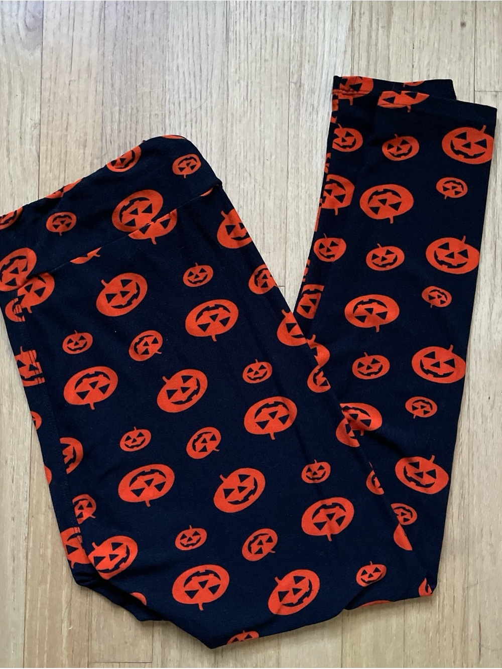 Women’s plus size 1X Halloween Pumpkin Leggings Jack-O'-Lantern Print